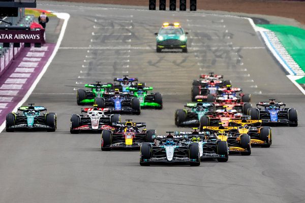 The cars speed away from the grid at the F1 British Grand Prix. Watch all the action on Channel 4 and Sky Sports.